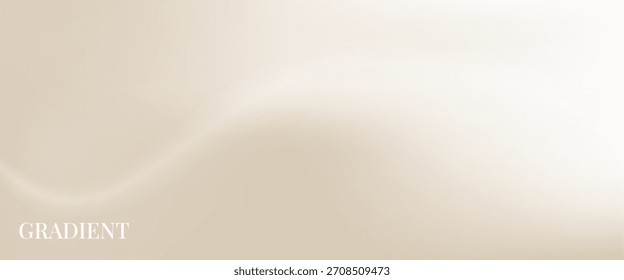 Brown wavy gradient background. Neutral pearl beige abstract wave gradation backdrop. Vector nude pale tones bg. Simple tan grey fashion design. Cover soft transition with curved light line.