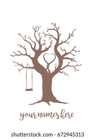 Brown Wedding Wish Tree With Swing And Heart