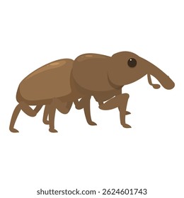 Brown weevil walking side view illustration