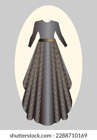 BROWN WESTERN BRIDE FROCK WITH GOLDEN DETAILING BROWN BELT FROCK FOR BRIDE