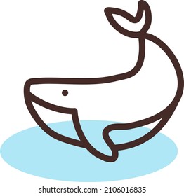 Brauner Wal im Wasser, Vektorgrafik auf weißem Hintergrund.