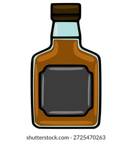 Brown Whiskey Flasche Vektorgrafik mit leerem Etikett und dunkler Kappe