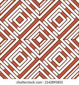 Fondo de patrón transparente cuadrado geométrico de línea abstracta marrón y blanco. Ilustración vectorial.