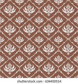 Brown and white abstract ornament, vector seamless pattern of abstract decorative elements.