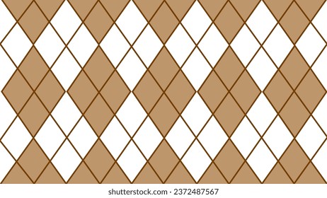 Brown and white argyle seamless geometric pattern