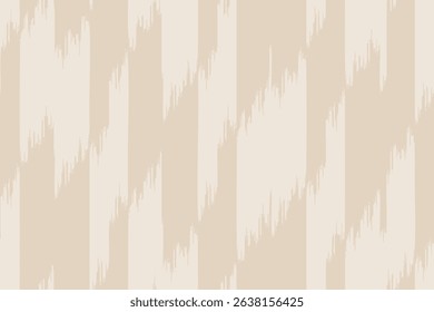 Brown white beige ikat layout, fashion surface with plain silk curtain, hand draw elements in zigzag flow, blurred threads join symmetrical ogee, colorful stripe ornament, folklore detail ethnicity