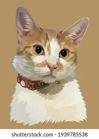 brown and white cat vector can be used for screen printing