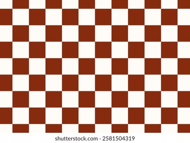 Brown and white checkered background Space for selling products, backdrop, wallpaper, background, text. Vintage style background. Vector illustration.