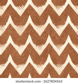 A brown and white chevron pattern with an abstract design. grunge lines ikat pattern, striped seamless pattern, Vector illustration background for print the paper.