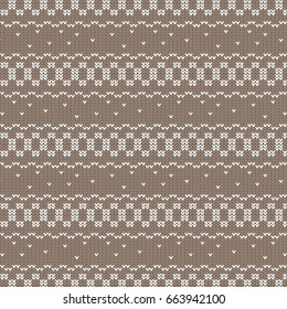 brown and white circle loop and curved striped with spot knitting pattern background vector illustration image