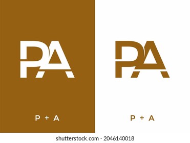 Brown and white color of PA initial letter design