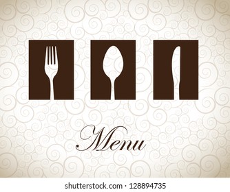 Brown and white cutlery over vintage background vector illustration