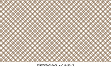 Fondo de textura de tela a cuadros diagonales marrón y blanco. Patrón sin costuras a cuadros de lujo.