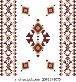 Brown and white ethnic vector seamless pattern. Tribal vector texture. Aztec geometric ornament. Navajo, boho, and native American styles. Idea for textiles, edges, and wallpaper.