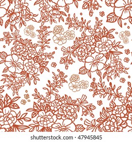 brown and white floral seamless pattern