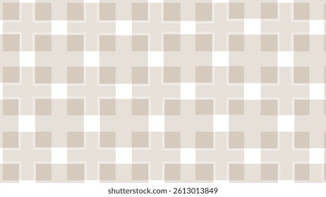 Brown and white geometric seamless pattern with squares. Plaid checkered background.