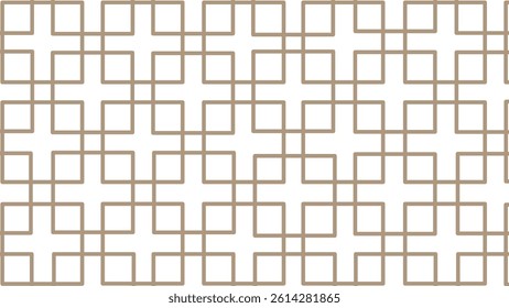 Brown and white geometric seamless pattern with squares. Plaid checkered background.