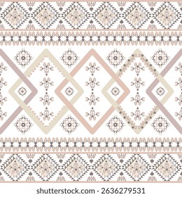 Padrão de vetor sem emenda geométrica marrom e branco. Textura de fundo em estilo geométrico ornamental. Estilo navajo. Ideias para bordas elaboradas, têxteis e tapetes.