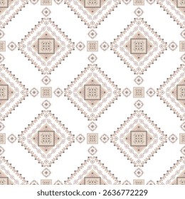 Patrón de Vector sin costuras geométrico marrón y blanco. Textura de fondo en estilo ornamental geométrico. Estilo navajo. Ideas para Fondo de pantalla, textiles y alfombras.