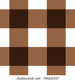Brown and White Gingham Tablecloth Seamless Pattern 