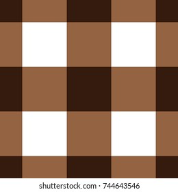 Brown and White Gingham Tablecloth Seamless Pattern 