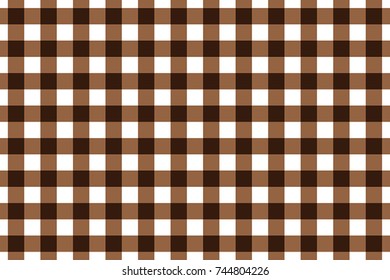 Brown and White Gingham Tablecloth Seamless Pattern 