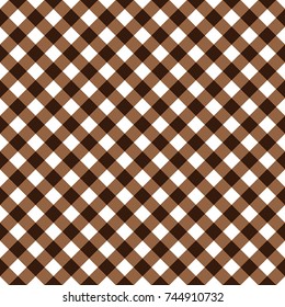 Brown and White Gingham Tablecloth Seamless Diagonal Pattern