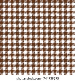 Brown and White Gingham Tablecloth Seamless Pattern 