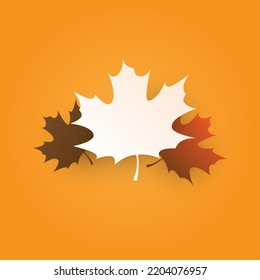 Brown, White and Golden Autumn Fallen Maple Tree Leaves on Brown Background - Design Template in Editable Vector Format