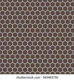 Brown and white hexagon honeycomb pattern background.
