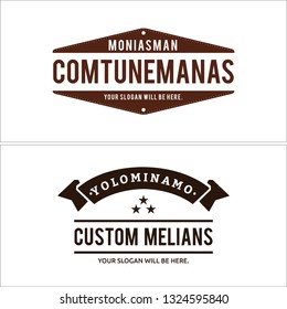 Brown white line art ribbon star rectangle combination mark logo design suitable for craft leather tooling business service
