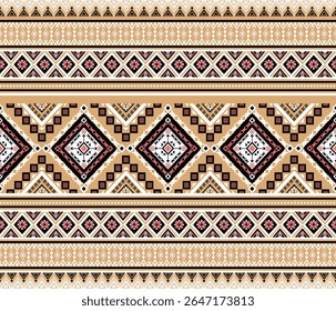 Marron, blanc et rose géométrique Ethnique, Traditionnel, abstrait, harmonieux, motif de conception pour l'emballage, tapis, décoratif, fond d'écran, mode, tissu, illustration, arrière-plan, Navajo natif, culture