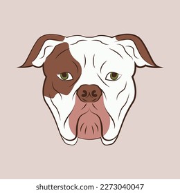 brown white pitbull vector drawing