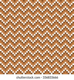 brown & white pixel chevron pattern, seamless texture background