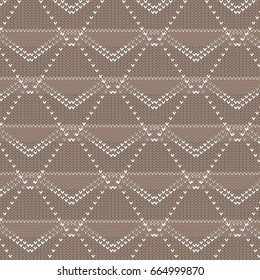 brown and white polygon and diamond shape dot line knitting pattern background vector illustration image