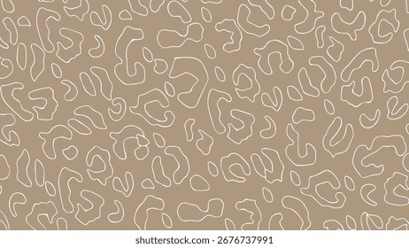 Brown and white seamless pattern with abstract animal print elements 