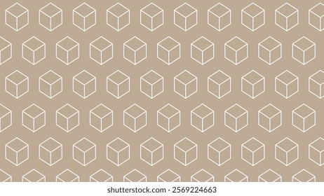 Brown and white seamless pattern  with elements cubes
