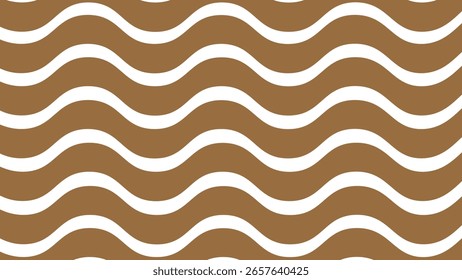 Padrão sem emenda marrom e branco com linhas onduladas. Plano de fundo com faixas horizontais onduladas.