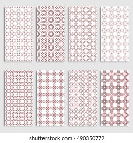 Brown and white seamless vertical patterns borders set, repeating line texture. Seamless geometric patterns collection for background, banner, card or invitation. Tribal ethnic outline ornament