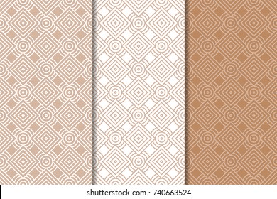 Conjunto marrón y blanco de motivos geométricos sin soldadura para telas, textiles y papel pintado
