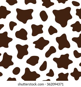Brown and white spotted seamless texture animal skin cow, vector