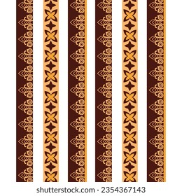A brown and white striped border patterns with gold designs