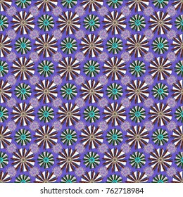 Brown, white and violet colors vector seamless pattern with many flowers.