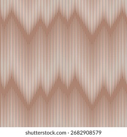 Patrón transparente de la ilusión óptica de la línea ondulada marrón y blanco. Fondo de Vector Abstractas de rayas sutiles en zigzag. Líneas de Vertical dinámicas Diseño geométrico sin fisuras. Elegante patrón ondulado de arte óptico.