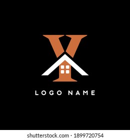 Brown white Y initial letter with house sign for real estate logo template for business branding