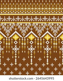 Marrom Branco Amarelo Geometria Índio Americano Índio Tradicional Étnico Navajo Padrão Têxtil 