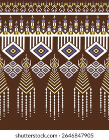 Brown White Yellow Geometry Native American Indian Style Ethnic Navajo Traditional Decoration 