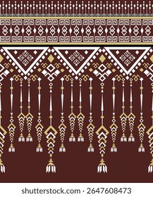 Brown White Yellow Geometry Native American Style With Traditional Decoration Ethnic Navajo Pattern 