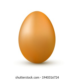 Brown Whole Egg. Chicken Egg Isolated on White Background.