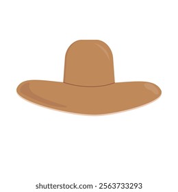 Brown wide brim cowboy hat